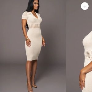 JLUXLABEL buttercream Venice collard midi dress